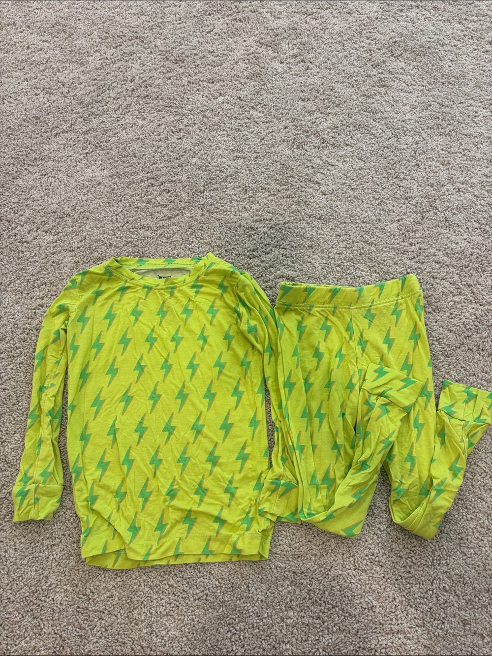Dream Big Little Co. Neon Yellow Lightning-Print Kids Pajama Set
